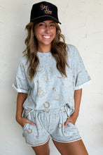 Gray Drop Sleeve T Shirt and Elastic Waist Shorts Set