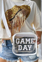 Black Chenille GAME DAY Pattern Clear Shoulder Bag