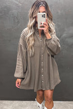Simply Taupe Waffle Knit Shirt Tunic Mini Dress