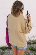 Khaki Drawstring Hem 88 Number Graphic Long Sleeve Top