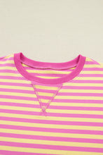 Yellow Stripe Drop Shoulder Boxy Casual Terry Short Set
