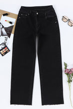 Sky Blue Mid Rise Asymmetrical Waist Wide Leg Jeans