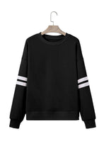 Orange Preppy Striped Sleeve Loose Sweatshirt