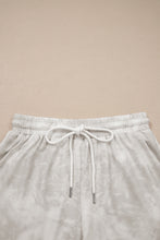 Beige Vintage Tie Dye Bracelet Sleeve Drawstring Elastic Waist 2pcs Short Set