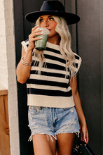 Black Stripe Round Neck Knit Top