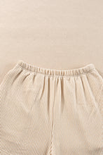 Chestnut Corded Long Sleeve Top and High Waist Shorts Set