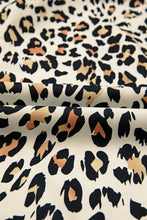 Khaki Pop of Color Neckline Loose Fit Leopard Print Blouse