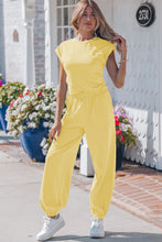 Moonlight Jade Solid Color Cropped Tank Top and Jogger Pants Set