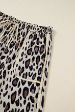 Khaki Exposed Seam Patched Pocket Plus Size Leopard Wide Leg Pants