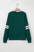 Orange Preppy Striped Sleeve Loose Sweatshirt