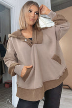 Goat Waffle Patchwork Plus Size Pocketed Hoodie