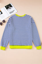Racing Red Striped Contrast Trim Drop Shoulder Sweatshirt