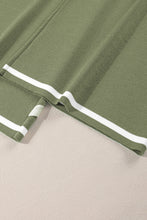 Guacamole Green Loose Contrast Trim Half Sleeve Top and Drawstring Pants Set