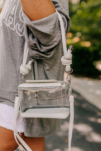 White Minimalism Clear PVC Square Shoulder Bag