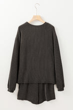 Chestnut Corded Long Sleeve Top and High Waist Shorts Set