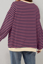 Sky Blue Stripe Contrast Edge Oversized Pullover