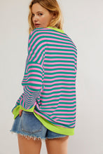 Racing Red Striped Contrast Trim Drop Shoulder Sweatshirt