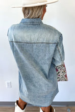 Beau Blue Chest Pocket Raw Hem Denim Loose Shirt Dress