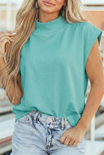 Yellow Solid Color High Neck Cap Sleeve Loose Top