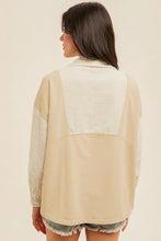 Khaki Stripe Patchwork Pocket Plus Size Long Sleeve Top