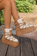 Camel Sherpa PU Leather Patchwork Lace-up Thick Bottom Snow Boots
