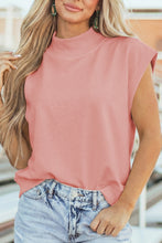 Yellow Solid Color High Neck Cap Sleeve Loose Top