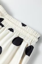 Beige Polka Dot Print Drop Shoulder Pullover Drawstring Jogger Pant Set