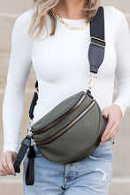 Parchment Wide Strap Zipper Crossbody Bag