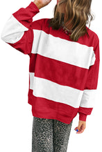 Fiery Red Colorblock Drop Shoulder Baggy Sweatshirt