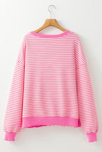 Brown Stripe Drop Shoulder Long Sleeve Top