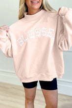 Light Pink Oversize Blessed Embroidered Mock Neck Sweatshirt