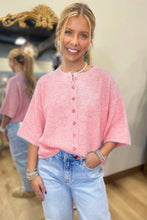 Beau Blue 3/4 Sleeve Boxy Knit Button Down Sweater Cardigan