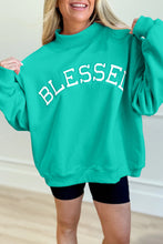 Light Pink Oversize Blessed Embroidered Mock Neck Sweatshirt