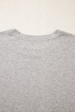 Gray Solid Color Short Sleeve Tee High Waist Shorts Set