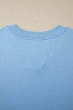 Beau Blue Solid Color V Neck Tee Drawstring Pant Set