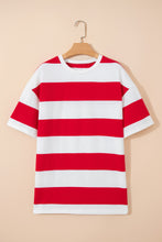 Bright Pink Striped Color Block Oversize Tunic Tee