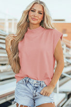 Yellow Solid Color High Neck Cap Sleeve Loose Top