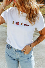 White American Icons Embroidered Casual T Shirt