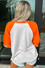 Light Grey Chenille Halloween Pumpkin Patched Patchwork Long Sleeve Top