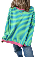 Sky Blue Stripe Contrast Edge Oversized Pullover