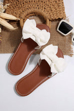 White Bow Decor Flat Slippers