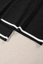 Black Loose Contrast Trim Half Sleeve Top and Drawstring Pants Set