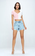 HIGH RISE RIPPED DENIM SHORTS