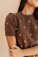 Black Elegant Polka Dot Bubble Short Sleeve Sweater