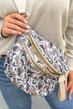 Vineyard Green Camouflage Print Double Zipper Crossbody Bag