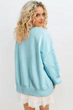 Beau Blue Sequin Bow Drop Shoulder Oversized Sweatshirt