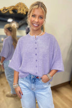 Beau Blue 3/4 Sleeve Boxy Knit Button Down Sweater Cardigan