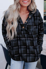 Plaid Long Sleeve Buttoned Hoodie