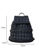 Medium Grey Solid Flapped Quilted Puffer Backpack