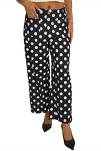 White Polka Dot Print Patched Pocket Loose Pants